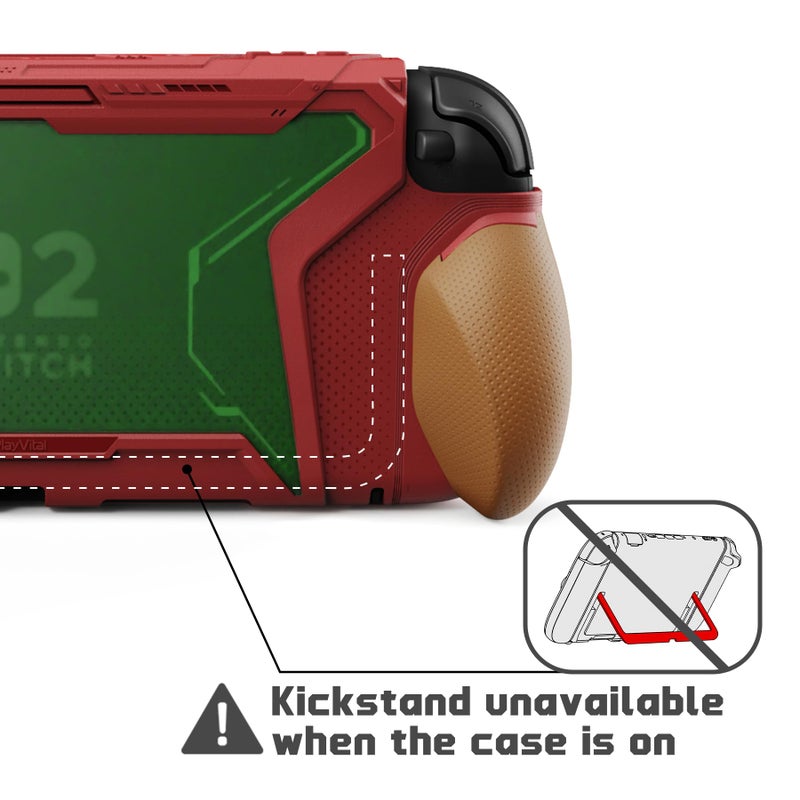 PlayVital for Switch 2 Beyond-Grip Dockable Case, Interchangeable FPS/Omni Ergonomic Grips + Military-Grade Drop Protective Cover + 2 Joystick Caps for Nintendo Switch 2 (Red & Orange)â€‹ - Image 4