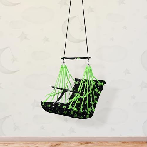 BOFFLE® Cotton Swing Chair for Kids Baby's Children Folding and Washable1-3 Years with Safety Belt/Home,Garden Jhula for Babies|Swing for Kids | Seat and Back Side 16x16 inch - Image 3