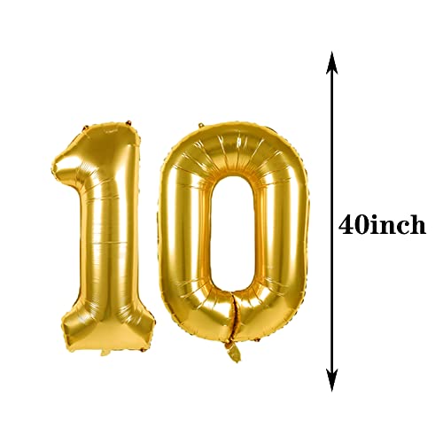 ZSNWGZ Sweet 10th Birthday Decorations Party SuppliesGold Number 10 Balloons10th Foil Mylar Balloons Latex Balloon DecorationGreat 10th Birthday for GirlsWomenMenPhoto Props - Image 5