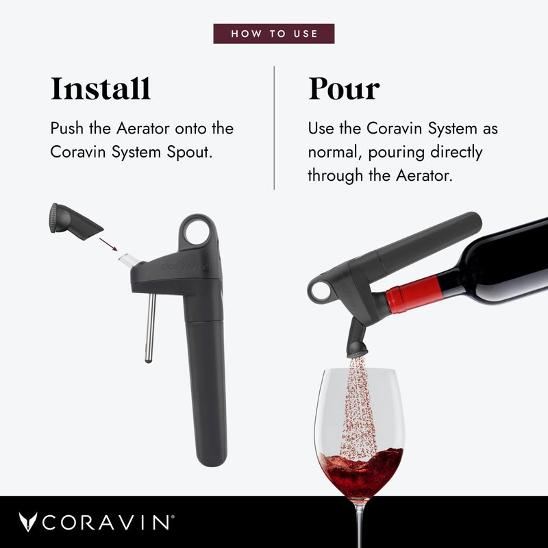 CORAVIN Pivot Aerator For Use, Wine Preservation System Quickly Aerates Your Bottled Red and White Wine, Preserves Wine Freshness, Black - Image 4