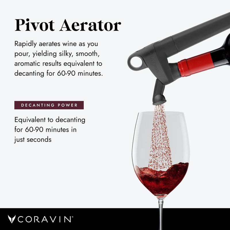 CORAVIN Pivot Aerator For Use, Wine Preservation System Quickly Aerates Your Bottled Red and White Wine, Preserves Wine Freshness, Black - Image 3