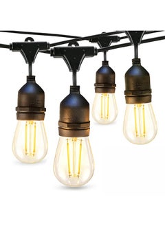 LENND LED Outdoor String Lights 15M with 2W Dimmable Edison Vintage Plastic Bulbs and Commercial Grade Weatherproof Strand - UL Listed Heavy-Duty Decorative LED Café Patio Light, Porch Market Light  - Image 1