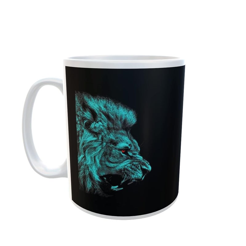 My D SQUARE Motivational Coffee Mug Angry Lion Printed Birthday Gifts Tea Cup 1 Piece White Ceramic Cup 325 Ml - Image 1