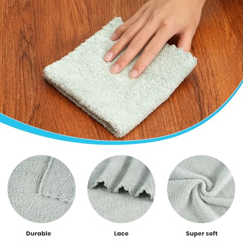 Neessno 12 Pack Cleaning Cloth,Ultra Soft Absorbent Quick Drying Microfiber Cleaning rags,No scratches,Reusable,Washable,Lint Free Cleaning Towels for Kitchen,Window,Glass,car,11.8"×11.8"(Light Green) - Image 2