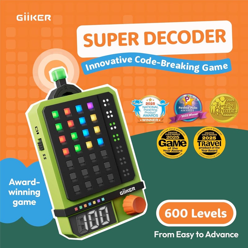 Giiker Super Decoder Game, 600-Level Brain Booster for Kids Ages 5+ & Adults, 1-2 Player Logic Challenge - Travel Puzzle & Smart Gift - Image 2