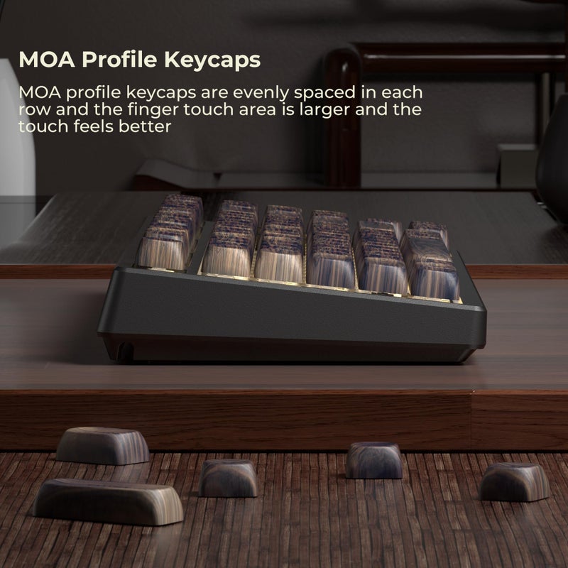 OHY XVX Wood Keycaps,MOA PBT Keycaps Dye-Sublimation 130 pcs Keycap Set for Mechanical Keyboard 61/64/75/84/87/104/108 Layout with Key Puller, Walnut Textures - Image 3