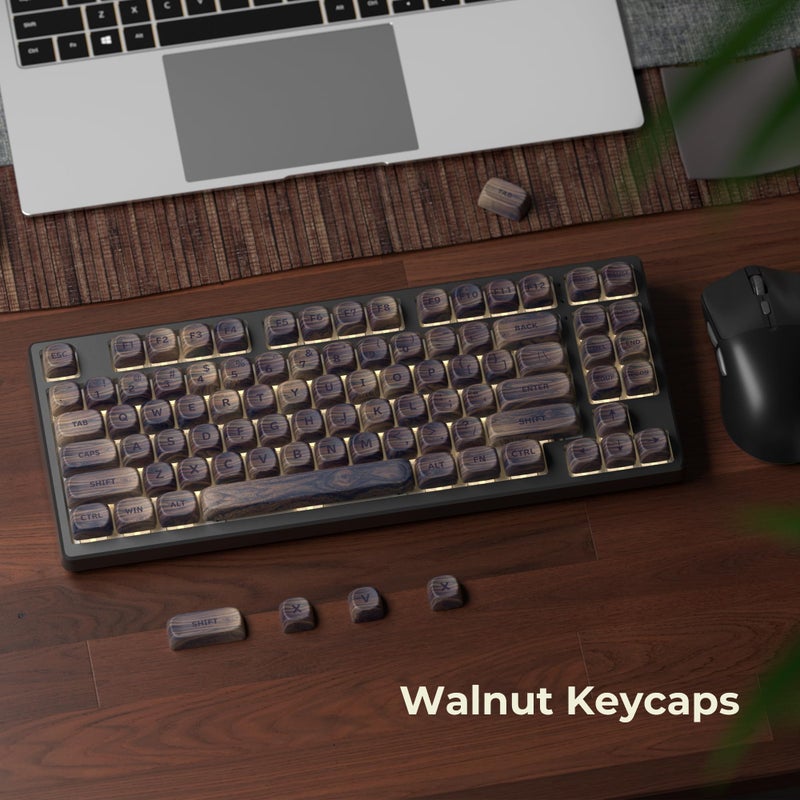 OHY XVX Wood Keycaps,MOA PBT Keycaps Dye-Sublimation 130 pcs Keycap Set for Mechanical Keyboard 61/64/75/84/87/104/108 Layout with Key Puller, Walnut Textures - Image 5