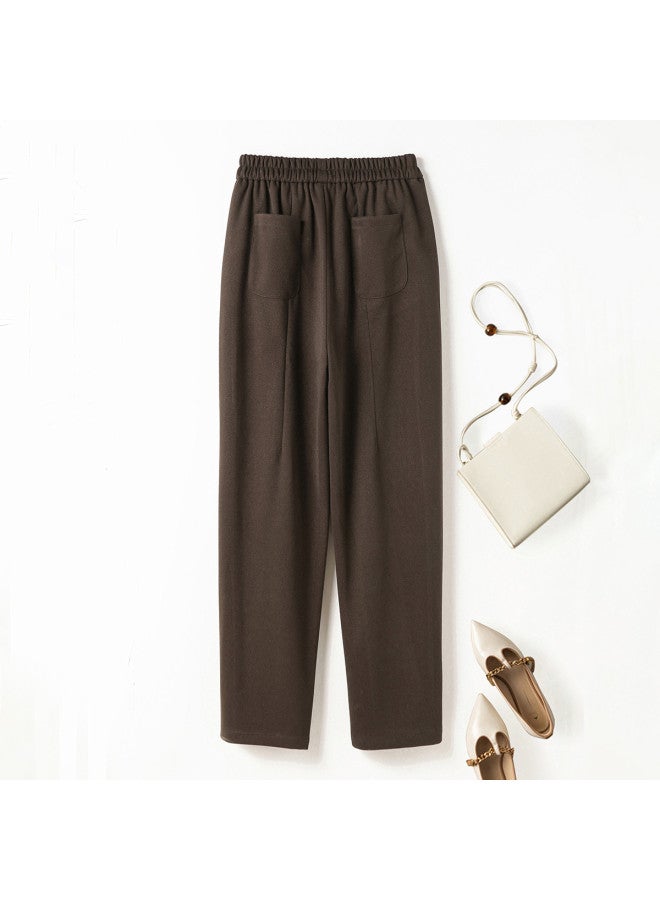 XINYANG Spring High-waist Harem Pants Elastic Waist Flowy Trousers Thickened Casual Pants For Women - Image 3