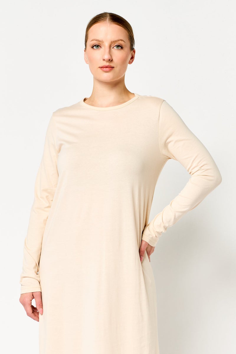 trendyol Women Solid Maxi Dress, Beige - Image 2