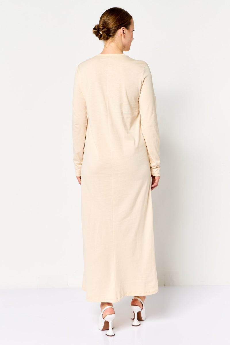 trendyol Women Solid Maxi Dress, Beige - Image 3