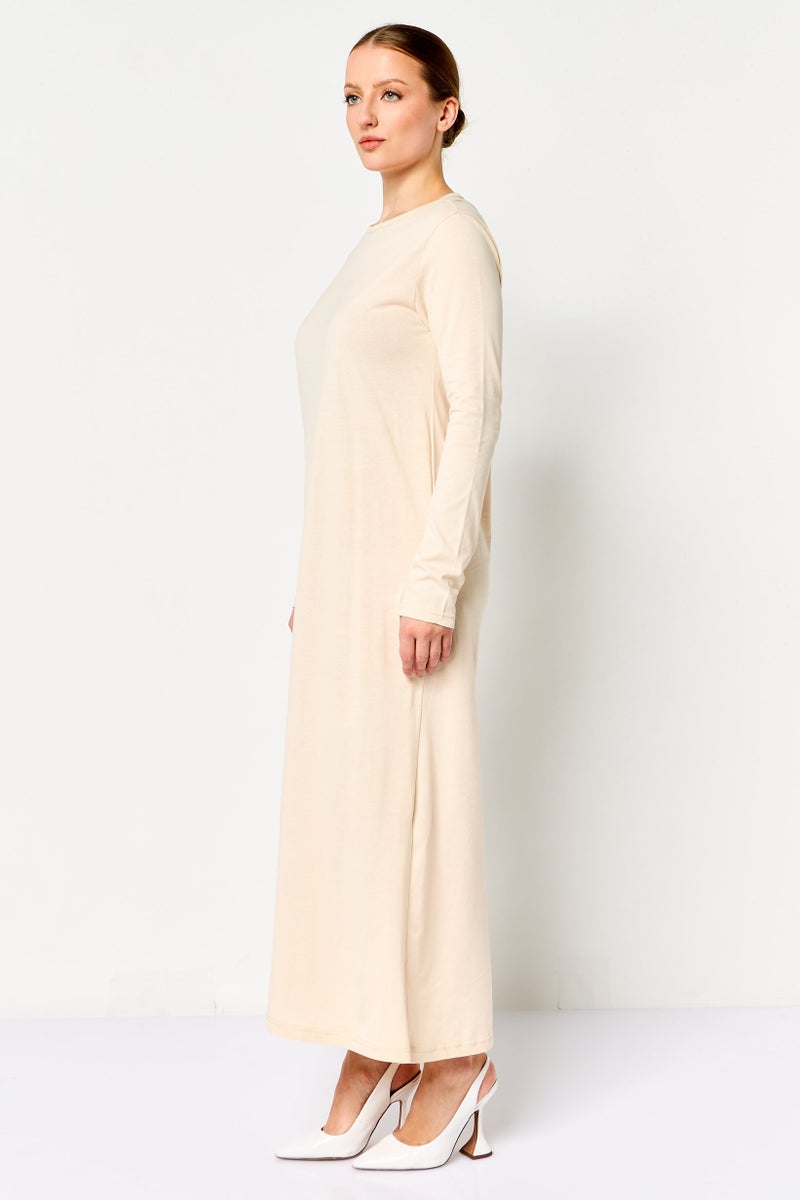 trendyol Women Solid Maxi Dress, Beige - Image 4