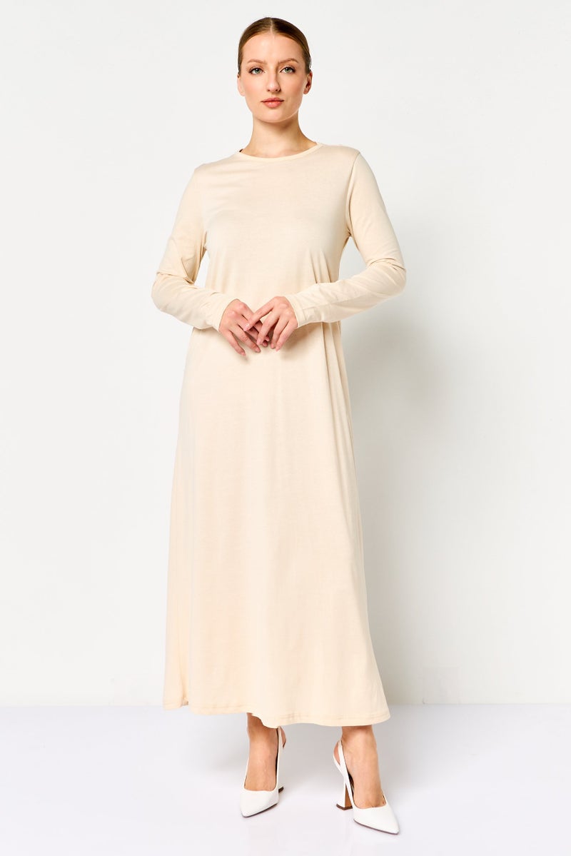 trendyol Women Solid Maxi Dress, Beige - Image 1