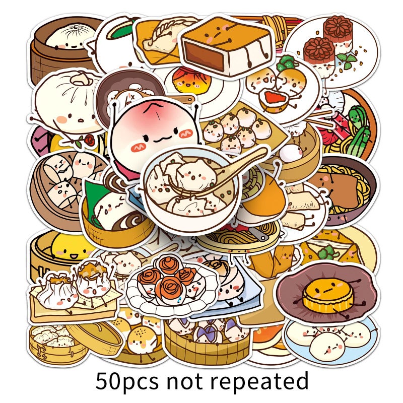 50 Zhang Zhonghua noodle cartoon gourmet original childrens stickers waterproof hand account book mobile phone case water cup decoration cross-border 50 Original Chinese Nnoodles -792 