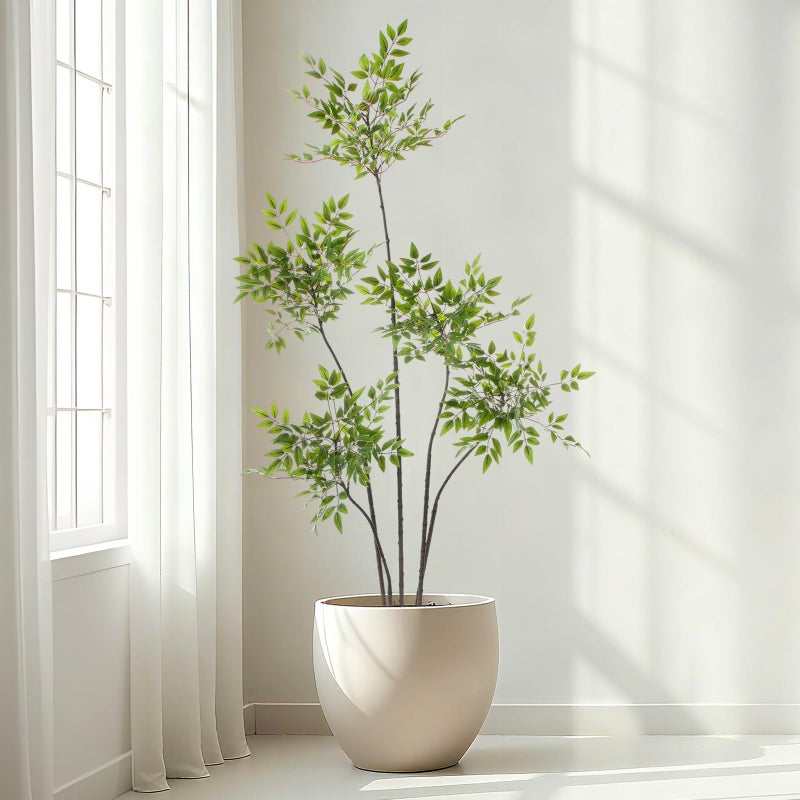 Giegxin 5ft Faux Bamboo Tree Indoor Artificial Nandina Tree Realistic Large Fake Plants Potted Planter Tall Foliage Floor Plant for Home Office Corner Room Decor Greenery Housewarming Gift - Image 1