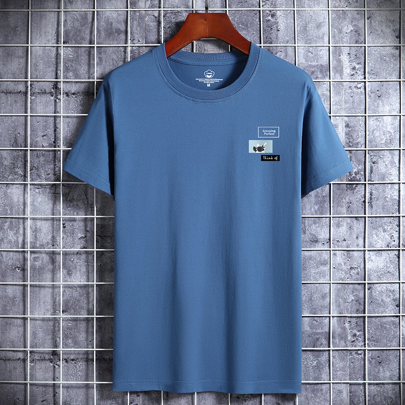 2025 Summer Short-Sleeved T-Shirt Men'S Korean Style Ins Printed Cotton Bottoming Shirt Trbottomy Brand Round Neck Half-Sleeved T-Shirt Men'S T - Image 1