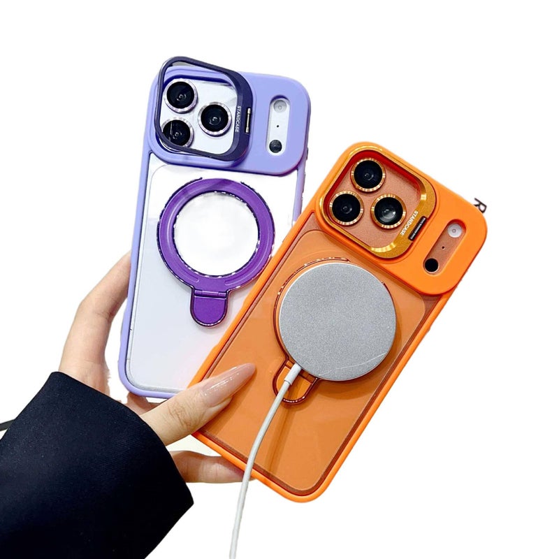 Acrylic Protective Case for iPhone 13 with Kickstand and Strong Magnetic plus Shockproof plus Scratch Resistant plus Drop Protection in Pink - Veloris - Image 2