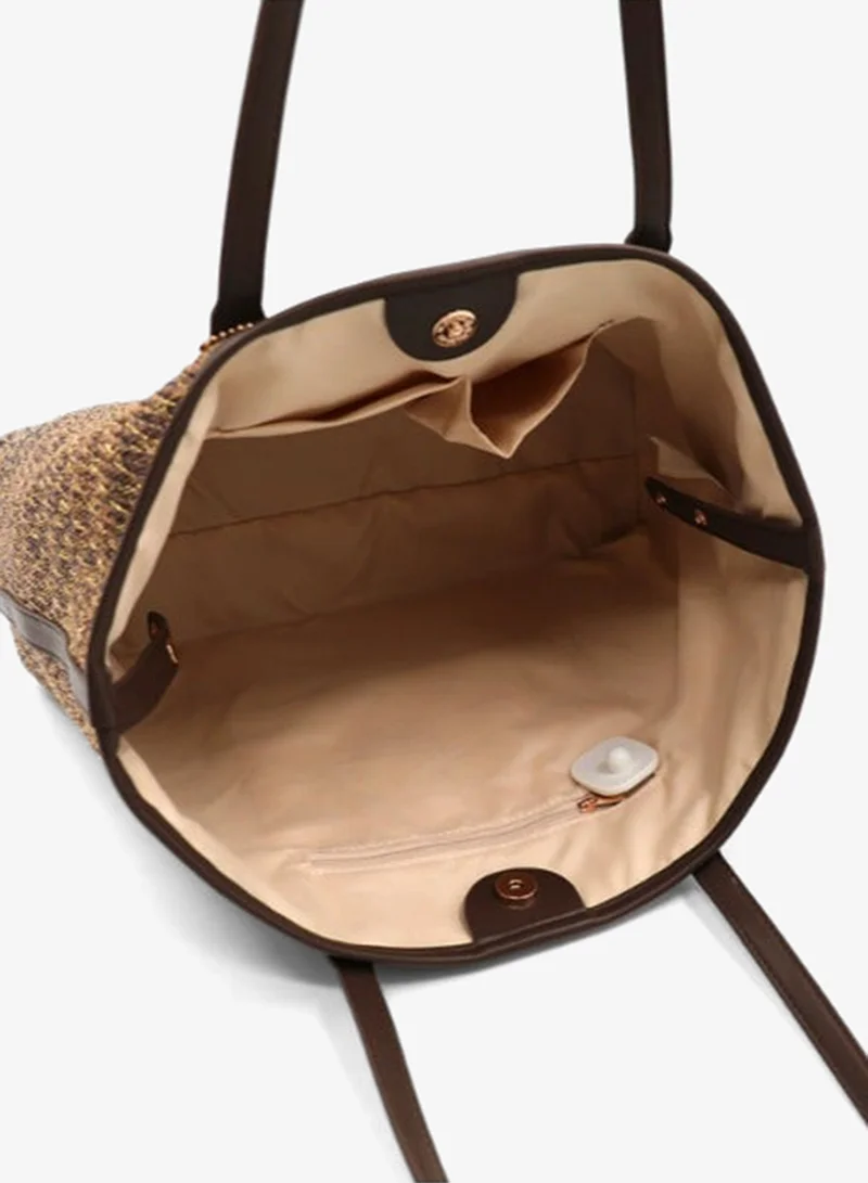 مارينا جالانتي Marina Galanti Atzara Quilted Fabric Shopper Bag - Dark Brown