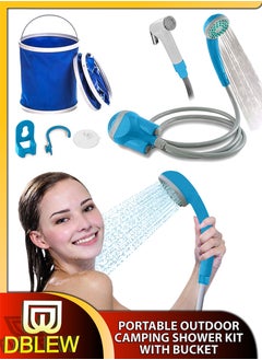 DBLEW Portable Electric Outdoor Shower Kit With Foldable Bucket Rechargeable Camping Shower With Dual Shower Heads Water Filter for Camping Hiking Beach Pets Plants Travel Water Pump Machine Handheld Bidet  - Image 1