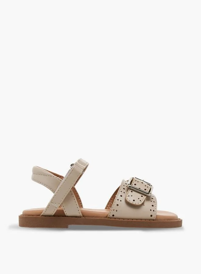 جونيورز Girls Laser Cut Design Hook & Loop Sandals