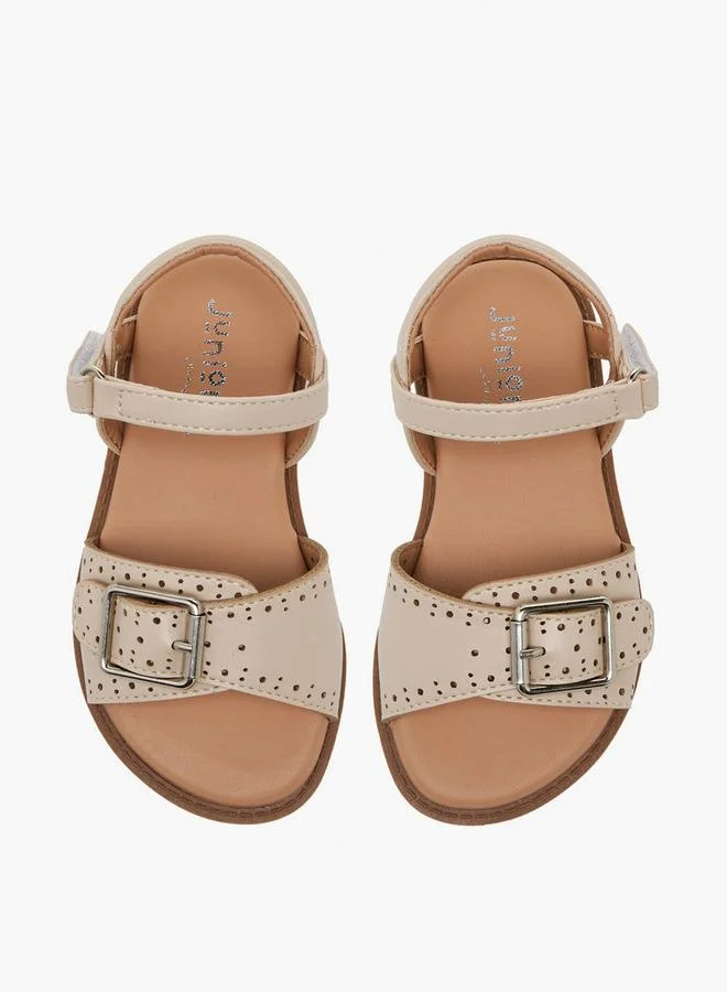 جونيورز Girls Laser Cut Design Hook & Loop Sandals