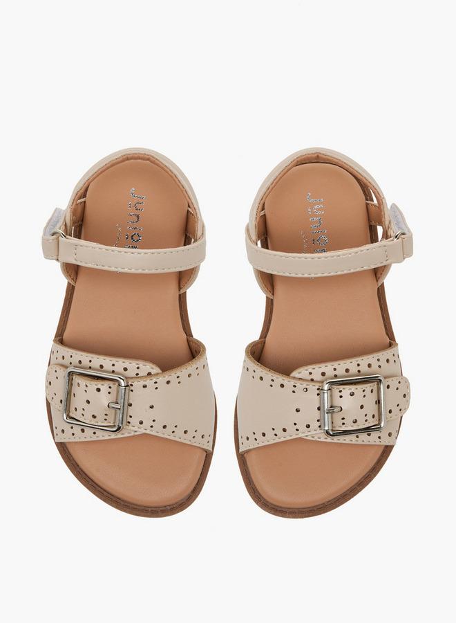 JUNIORS Girls Laser Cut Design Hook & Loop Sandals - Image 2