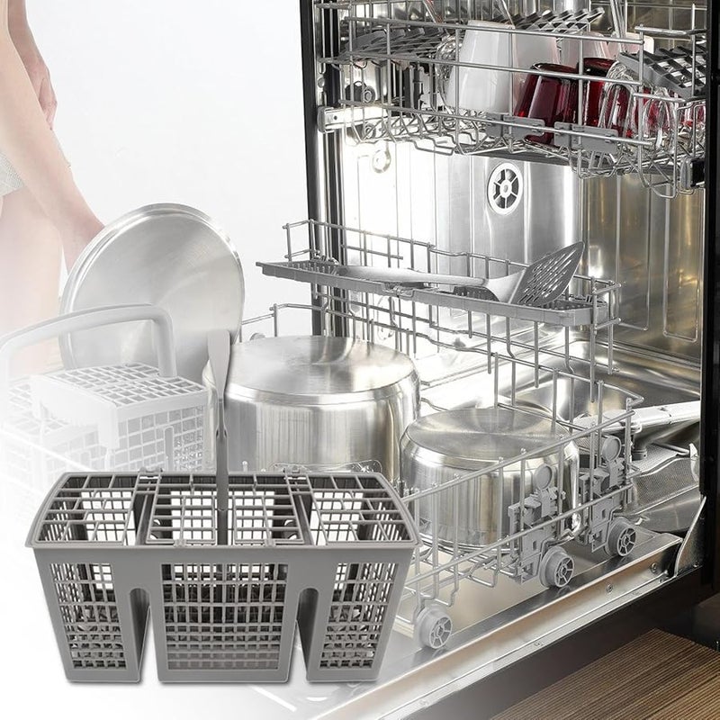 منظم صواني أدوات المائدة البلاستيكية الأبيض لدرج المطبخ آمن في غسالة الصحون - Image 4