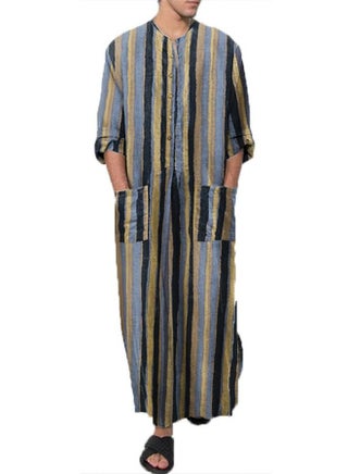 Men's Traditional Dresses Long Sleeve Striped Henley Shirts Kaftan Muslim Long Gown Thobe Robe for Men Multicolor Stripes - pzsku/Z8222E14E85CBFFDBC883Z/45/_/1685077814/584e7e03-97d6-4064-aa93-a8cc0214fa25