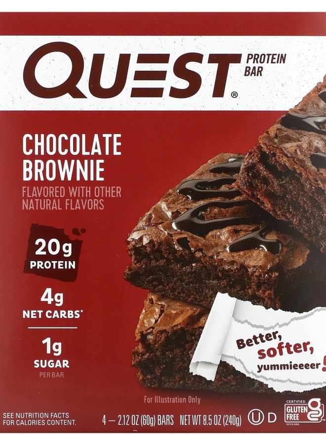 Quest Nutrition بار بروتين بنكهة براوني الشوكولاتة 4 بار 2.12 أونصة (60 جرام) لكل منها