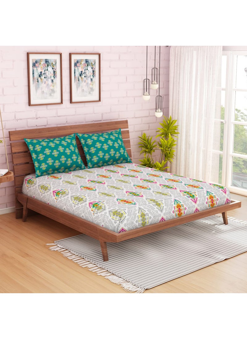 SPACES Spaces 100 Cotton Double Bedsheet Soft Feel Skin Safe Breathable 144 Tc Dark Green Bedsheet for Double Bed  - Image 2