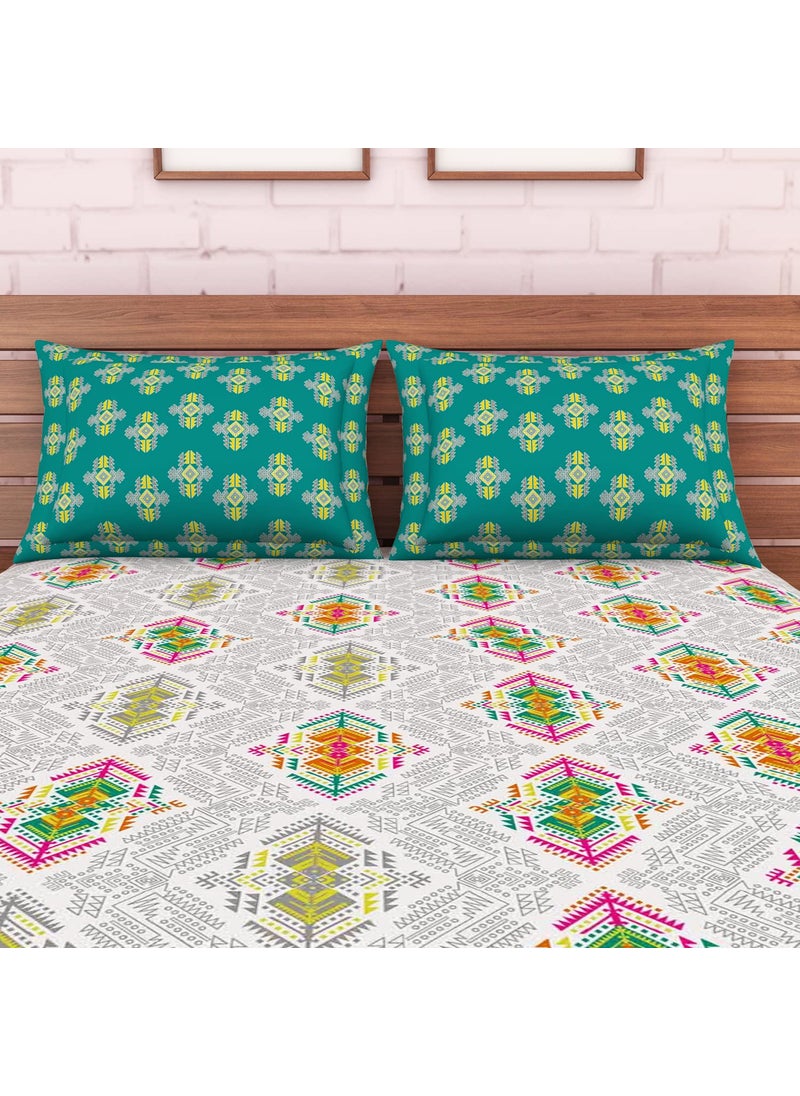 SPACES Spaces 100 Cotton Double Bedsheet Soft Feel Skin Safe Breathable 144 Tc Dark Green Bedsheet for Double Bed  - Image 3