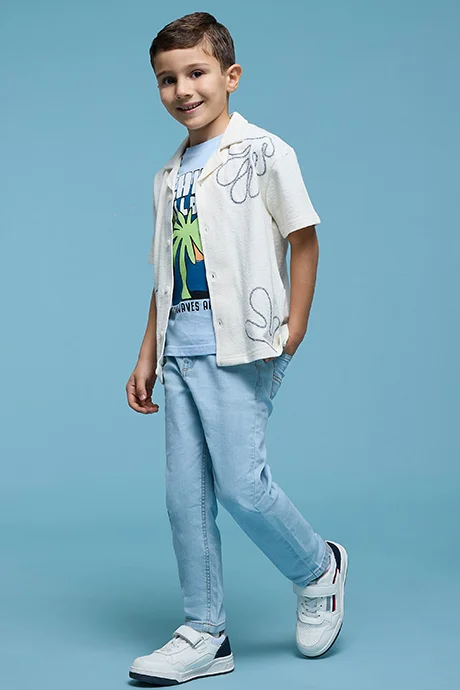 R&B Washed Jeans with Button Closure