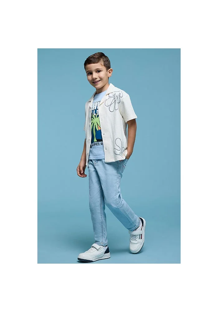 أر أند بي Washed Jeans with Button Closure