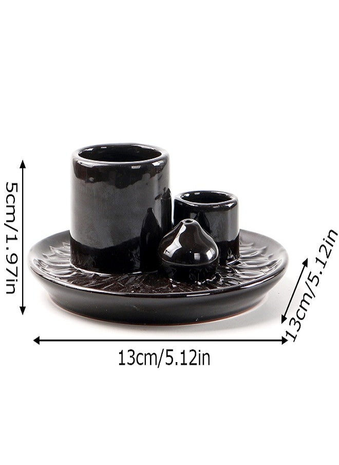Generic - Palo Santo Sticks Holder Multi-Purpose Handmade Ceramic Incense Burner for Palo Santo Incense Sticks Sage Holder for Burning Ash Catcher Tray for Meditation Yoga Room-Brown White - Image 1