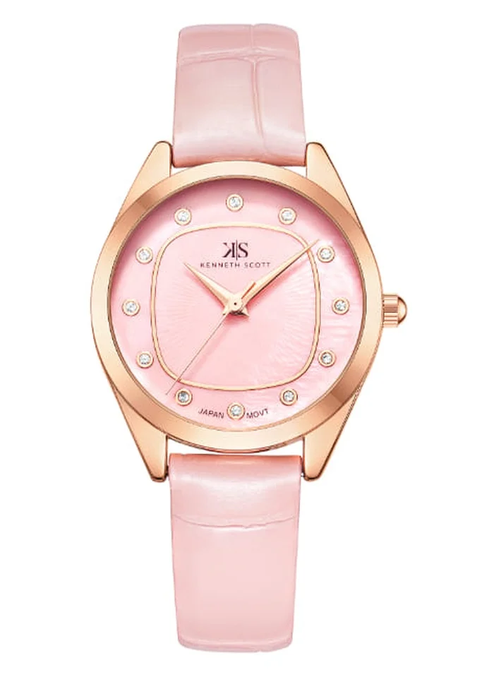 KENNETH SCOTT Kenneth Scott K24508-RLPP Women's Analog Display Watch & Polyurethane Strap Pink