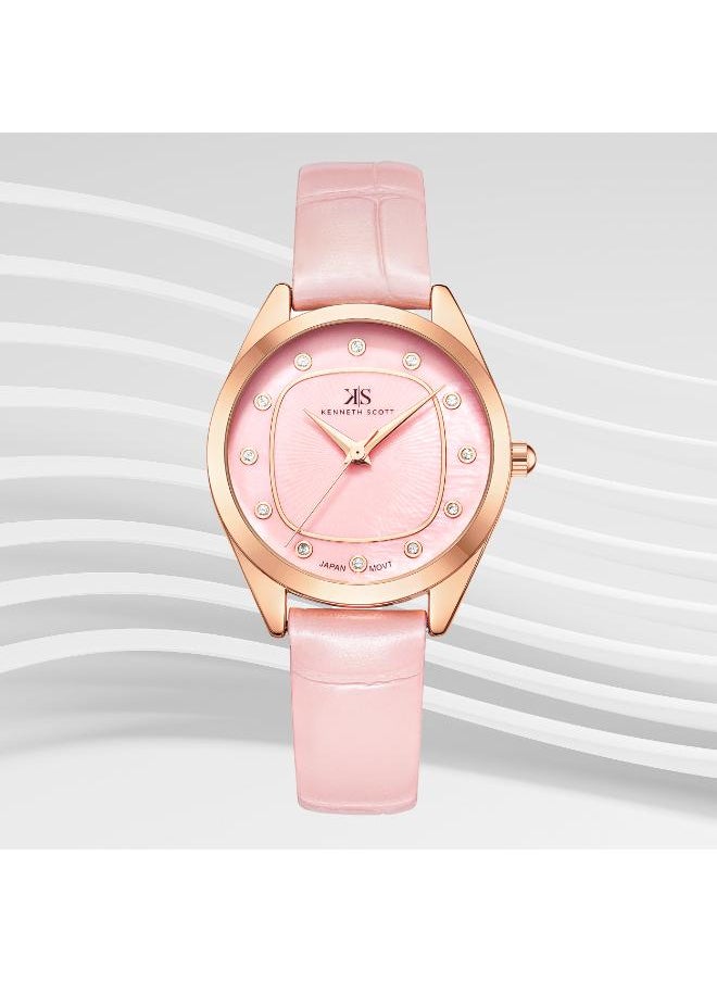 KENNETH SCOTT Kenneth Scott K24508-RLPP Women's Analog Display Watch & Polyurethane Strap Pink  - Image 2