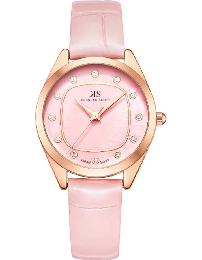 KENNETH SCOTT Kenneth Scott K24508-RLPP Women's Analog Display Watch & Polyurethane Strap Pink