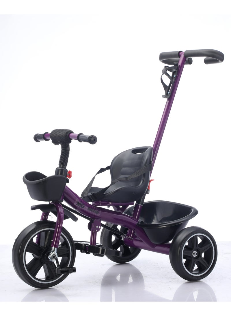 MG Kids 2-in-1 Parental Push Handle Bike | 3-Wheel Toddler Bike with Front Basket & Rear Storage| Safety Belt | Anti-Slip Pedals | Sturdy Steel Frame | Fun Ride-On Toy For 1-5 Years  - Image 1