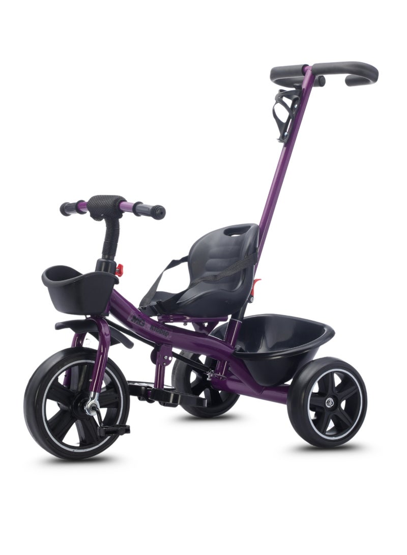 MG Kids 2-in-1 Parental Push Handle Bike | 3-Wheel Toddler Bike with Front Basket & Rear Storage| Safety Belt | Anti-Slip Pedals | Sturdy Steel Frame | Fun Ride-On Toy For 1-5 Years  - Image 2