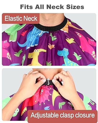 YELEGAI Kids Barber Cape with Neck Duster Brush, Professional Salon Hair Cutting Cape with Adjustable Snap Closure(Cartoon Dinosaur) - Image 3