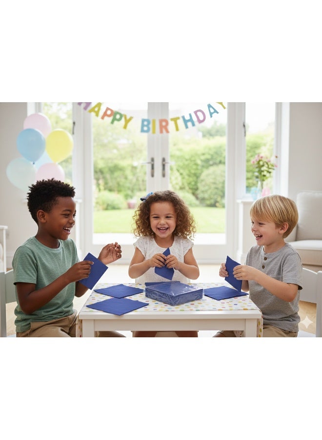 Ciao Midnight Blue Compostable Paper Napkins – 33x33 cm 2-Ply Party Napkins (Pack of 20) - Image 3