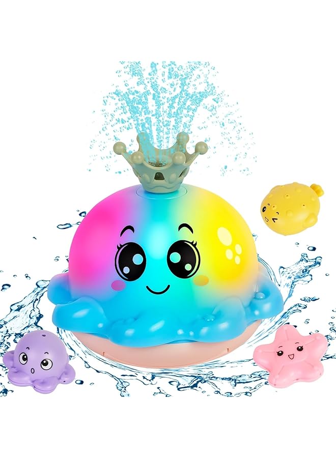 إيروريكس ألعاب حمام للأطفال ألعاب حمام حسية على شكل أخطبوط ألعاب حمام مضيئة للأطفال رذاذ ماء يستشعر تلقائيًا - Image 1