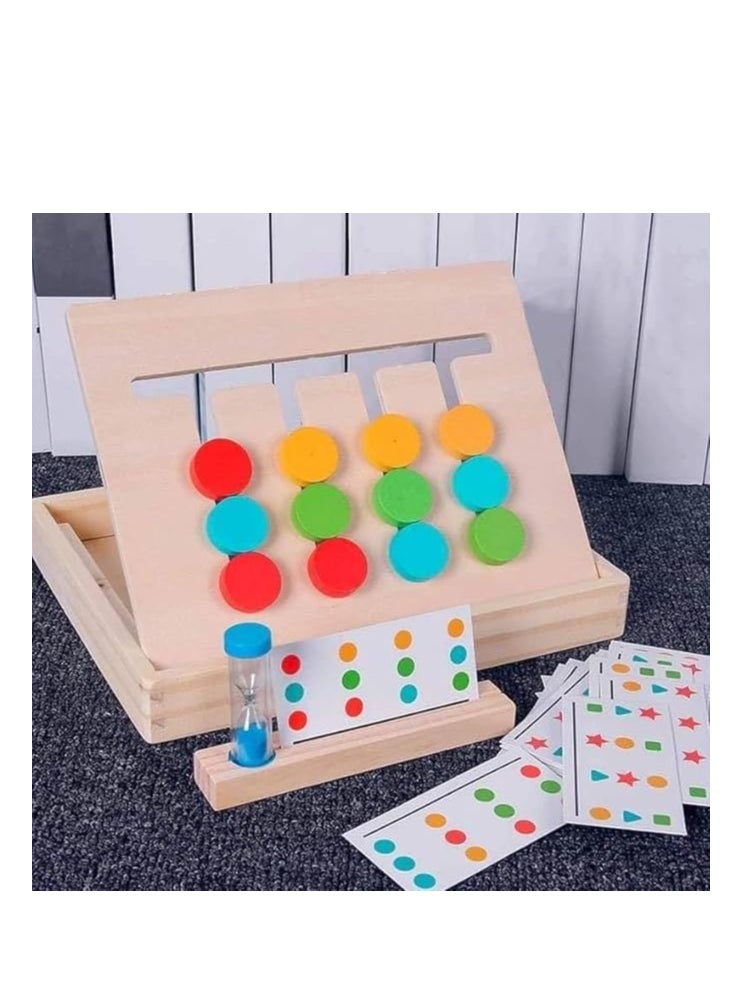 High quality wooden color sorting game with 18 shape cards and a multi-colored sand timer.  - Image 3