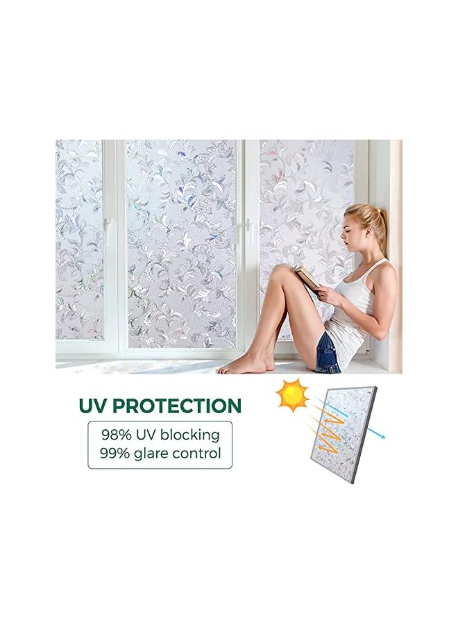 The Bros Stained Glass Window Film Privacy, Window Privacy Film Sun Blocking Anti UV Rainbow Window Clings 3D Decorative Window Vinyl Static Cling Window Sticker,17.5 x 78.7 Inches - Image 3