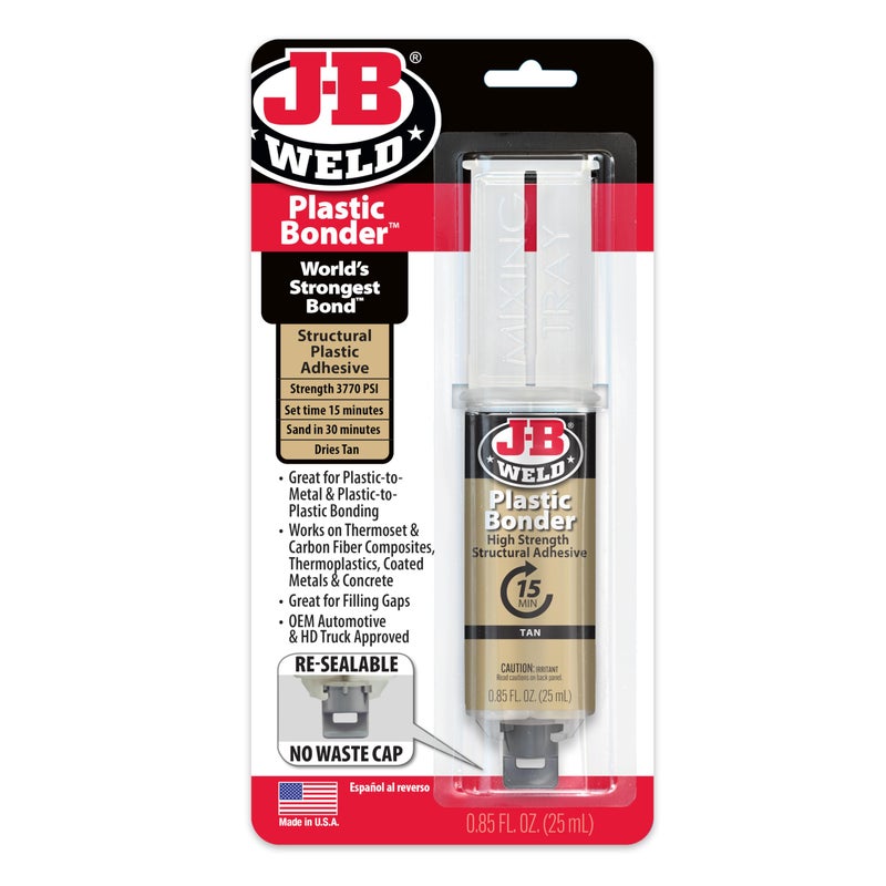 J-B Weld 50133 Plastic Bonder Structural Adhesive Syringe - Tan - 25 ml - Image 1