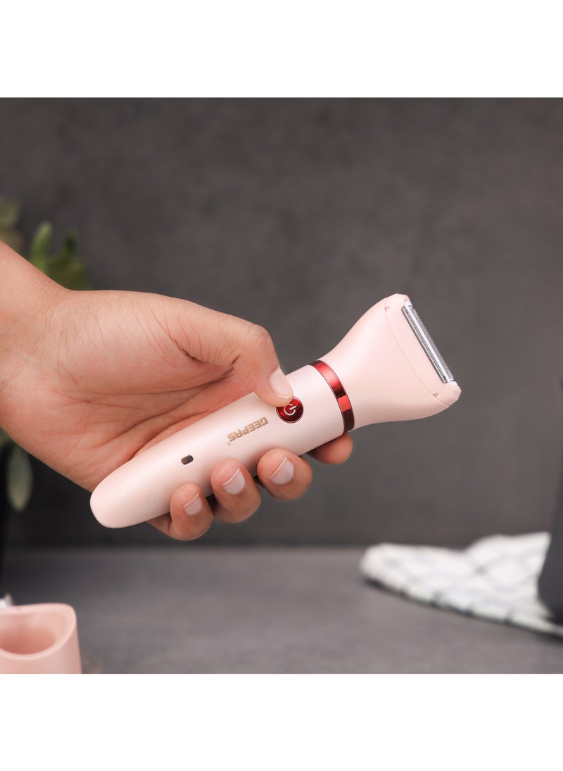 GEEPAS - 3 In1 Waterproof Lady Shaver Set | Lithium Battery , LED Indicator | 3 Changeable Heads, 2 Comb Attachment | GLS57521UK - Image 1