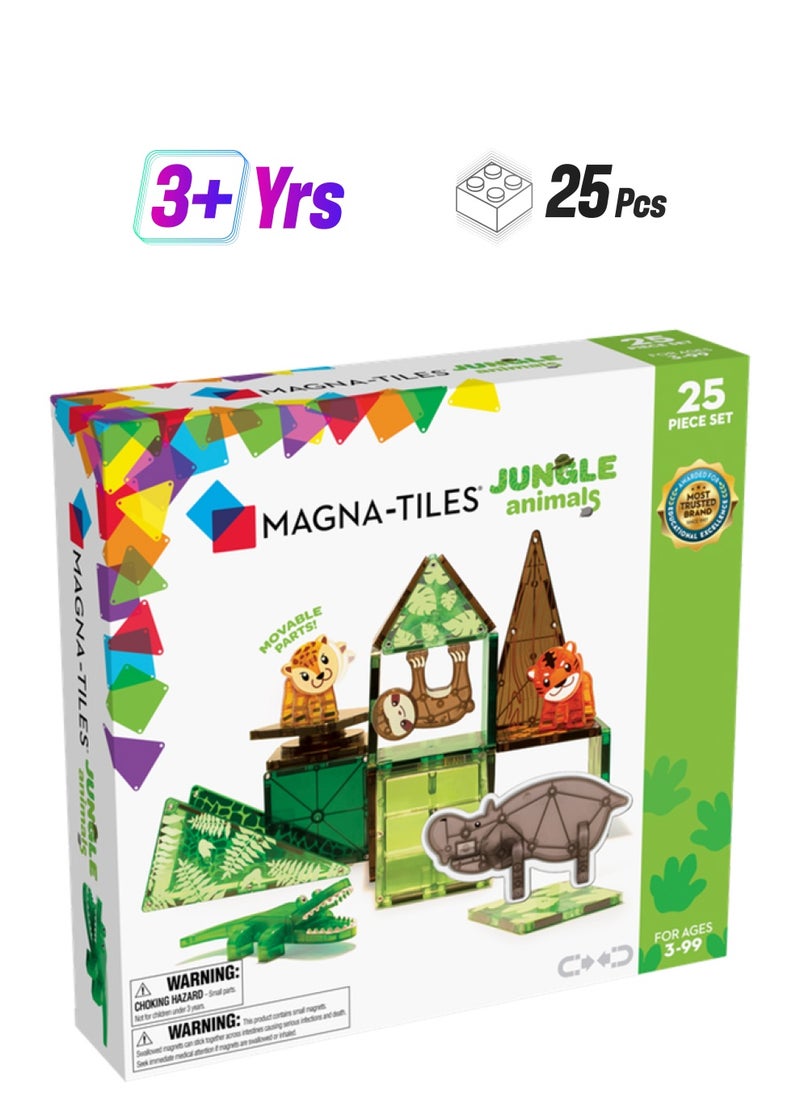 MAGNA-TILES - Jungle Animals 25-piece Magnetic Construction Set, Original 3d Magnetic Building Tiles, For Kids Ages 3+ - Image 1