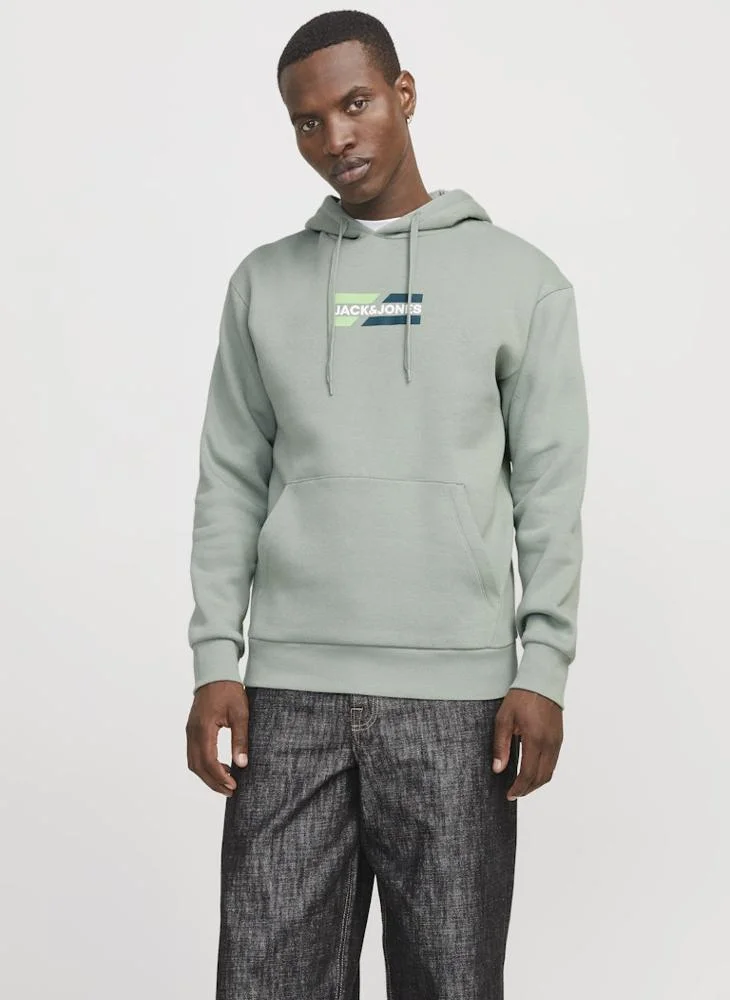 JACK & JONES Logo Print Pull Over Hoodie