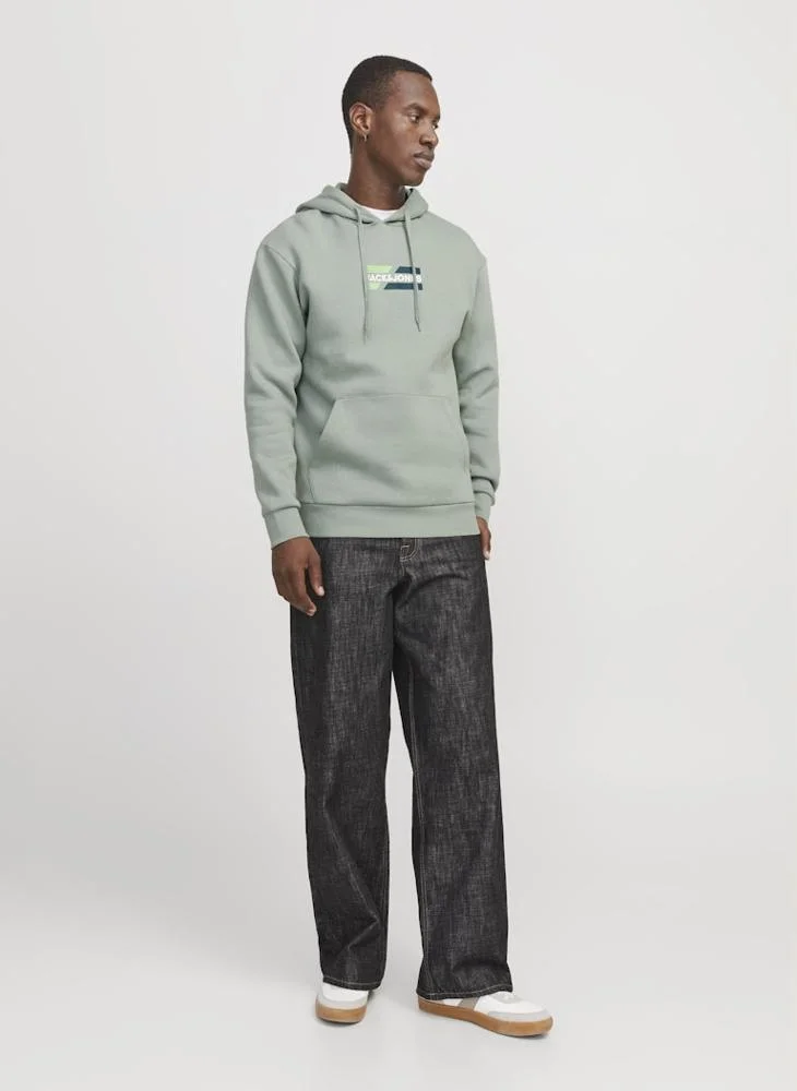جاك اند جونز Logo Print Pull Over Hoodie