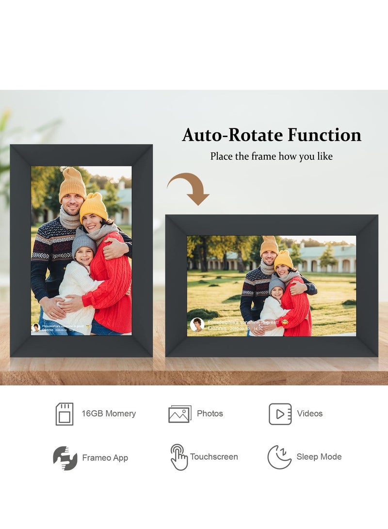 KASTWAVE 10.1 Inch WiFi Digital Picture Frame IPS Touch Screen Smart Cloud Photo Frame with 16GB Storage Easy Setup to Share Photos or Videos via Frameo APP Auto-Rotate Wall Mountable (Black) - Image 4