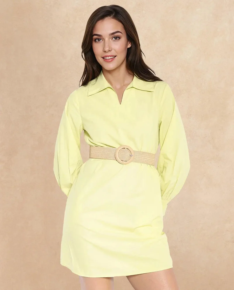 Rareism Women's Cuffed Sleeves Midi Dress